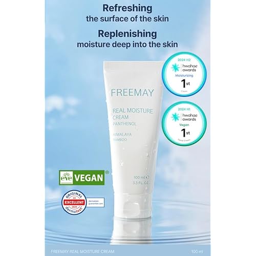 freemay Real Moisture Cream Set (100ml + 30ml), Korean Face Moisturizer for Hydration & Soothing, Vegan, Lightweight, Sensitive Skin Friendly
