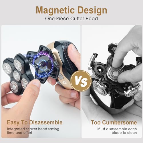 Telfun Gold Detachable Head & Body Electric Shaver - Waterproof Rechargeable Razor