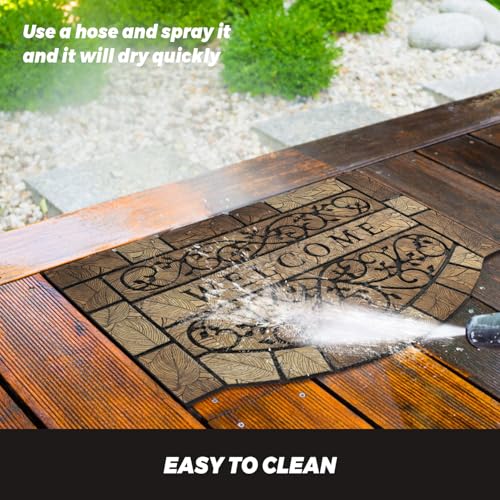 Dark Brown Heavy-Duty 24x36 Outdoor Welcome Door Mat with Non-Slip Rubber Backing