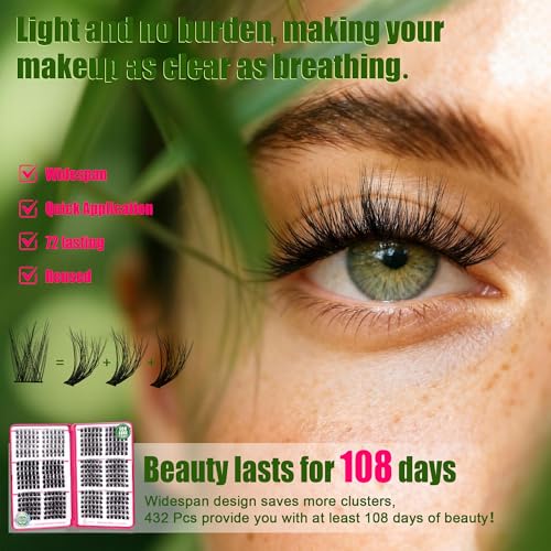 L&R Natural & Fluffy Lash Clusters - Biodegradable False Eyelashes for Beginners, No Glue Included