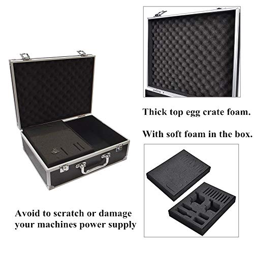 Yuelong Black Aluminum Tattoo Carry Case 12.6x9.5x5.1 Inch with Double Lock & Foam