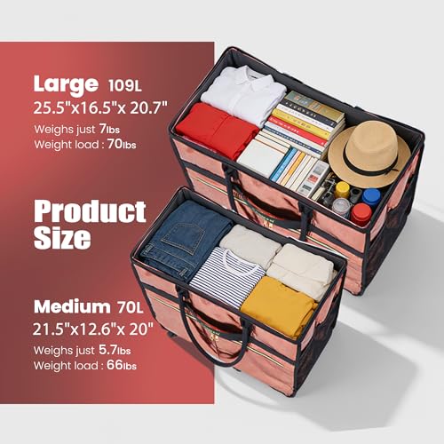 PASMAN Reusable Large Rolling Grocery Bag with Wheels - Black, 109L