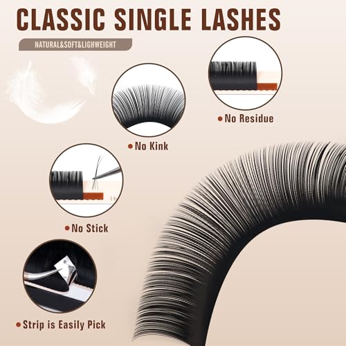 Classic Volume Lash Extension, 0.03 C Curl 14-20mm Mixed Eyelash Extension Lash Trays, Super Matt Black Individual Lash Extensions for Professional Salon Use