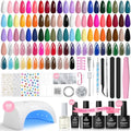 Beetles Gel Nail Polish Kit with UV Light - 32 Color Multicolor Set, 68pcs DIY Manicure