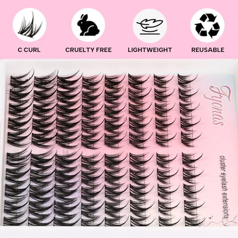 Manga Lash Clusters Kit Natural Eyelash Clusters Spiky Lash Extension Kit 80Pcs Anime Cluster Eyelash Extensions with Waterproof White Lash Glue and Tweezers DIY at Home (Cutey Kit-B)