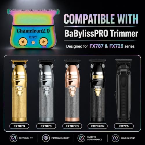 7 Colorful Replacement Blades for BaBylissPRO FX787 & FX726 Trimmers - Outlining & Detailing