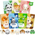 Kids Animal Face Masks Set - Hydrating & Moisturizing 56 Pack with 7 Characters - H-56 Pack