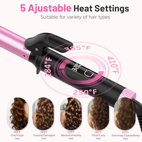 Travel 1 Inch Curling Iron - Pink, Dual Voltage with EU/UK Plug