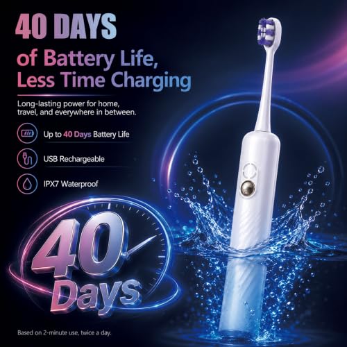 Electric Red Light Sonic Toothbrush for Gum Care & Deep Clean - 2 Red Light Heads