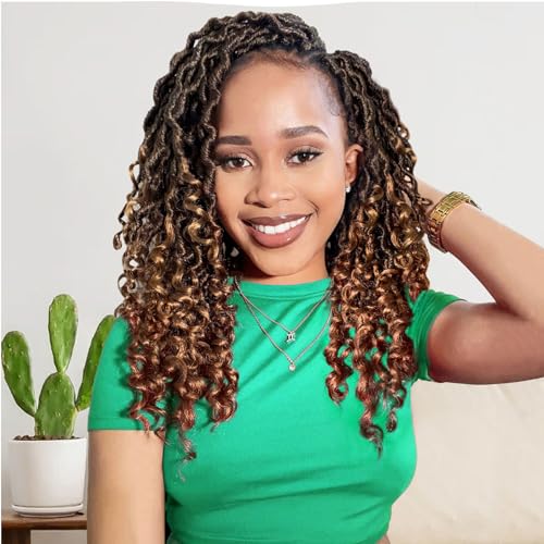Karida Goddess Locs Crochet Hair 14 Inch T30# - 8 Packs Faux Locs with Curly Ends, Pre Looped for Black Women