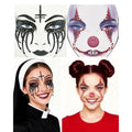 2 Pack Halloween Face Gems Jewels Clown Face Sticker Nun Makeup Tattoo Scary Temporary Rhinestone Face Tattoo for Halloween Festival Rave Party Make Up Accessories