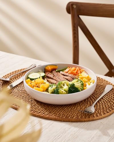 Milkyway Pasta Bowls Set of 8 - 8.25 Inch White Speckled Dinnerware