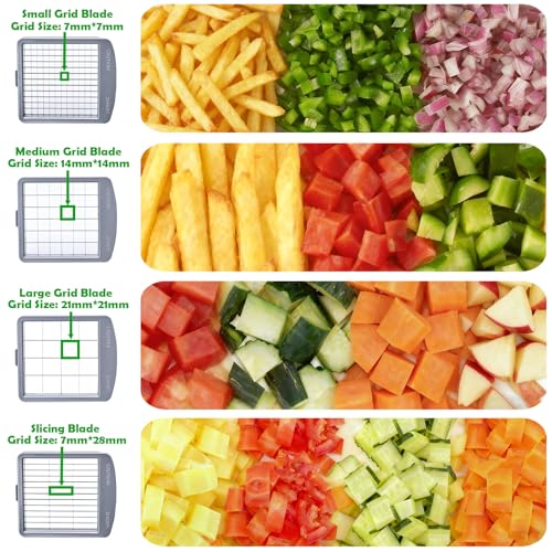 French Fry Cutter for Potatoes, Onions, Vegetables - Food Chopper with Stainless Steel Blades