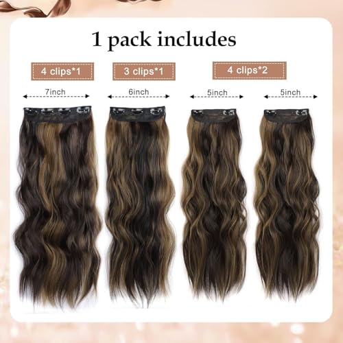 H2/426 24 Inch Long Wavy Clip-In Hair Extensions - Double Weft Thick Hairpieces