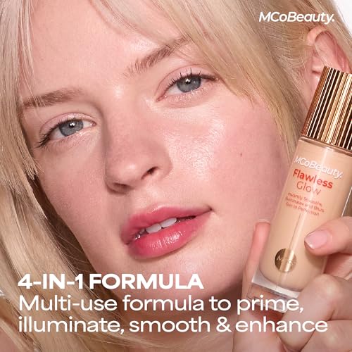 MCoBeauty Flawless Glow Luminous Skin Filter - 3 Light - 4-in-1 Luminous Primer, Foundation Booster & Liquid Highlighter with Squalane - Radiant Glow Complexion Perfector Face Makeup
