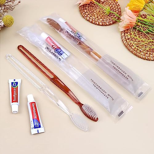 200 Pack Disposable Toothbrushes with Mini Toothpaste - Travel & Hotel Kit - Gisdo Variation of THIS listing