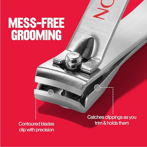 Revlon Catch-All Nail Clipper, Manicure Tool with a Contoured Blade & Built-in Nail Catcher for Mess-Free Grooming, 1 Count