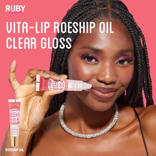 Ruby Kisses Broadway Vita-Lip Clear Lip Gloss (Rosehip Oil 6 Pack), Ultra-Hydrating & Soothing Formula with Vitamin Oils, High-Shine Non-Sticky Finish, Healing Glossy Lip Balm With Vitamin A