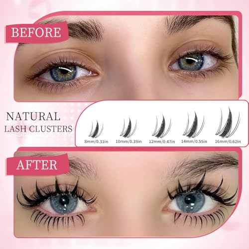 Fairy Lash Clusters Manga Individual Lashes C Curl Wispy Eyelash Clusters WideSpan Eyelash Extension Kit with Lash Bond and Seal Wet-Look Spiky Cluster Lashes (4Fairy Kit)