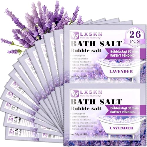 Bubble Bath Salts 26 Pack - Relaxing Muscle Relief & Sleep Aid, Individually Packaged
