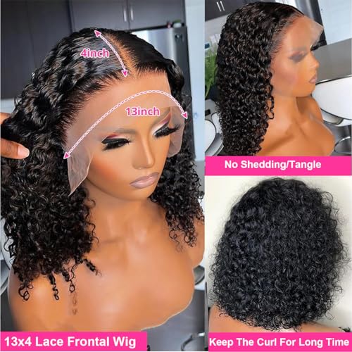 Short Bob Wig 13x4 Deep Curly HD Lace Front Human Hair 8 Inch Glueless
