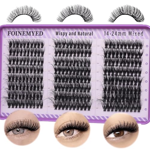 KEYYOU Lash Clusters 3D Effect 231pcs Eyelash Clusters 100D200D 10-18mm D Curl Wispy Lashes Individual Cluster Lashes Natural Volume Soft DIY Lash Extensions (3D-100D200D-D-10-18MIX)