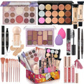 Red Medium Makeup Kit for Women Teens Full Set with Eyeshadow Foundation and Brushes