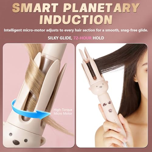 Automatic Curling Iron 28mm Tourmaline Ceramic for Beach Waves, Anti-Tangle & Scald Protection