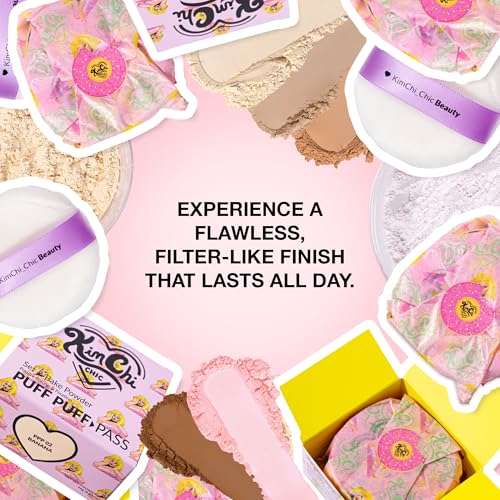 KimChiChic Beauty Giant Puff Puff Pass Set & Bake Powder - Loose Setting Powder with Rice Powder & Vitamin E, Finely Milled for All Day Wear, Translucent 80g