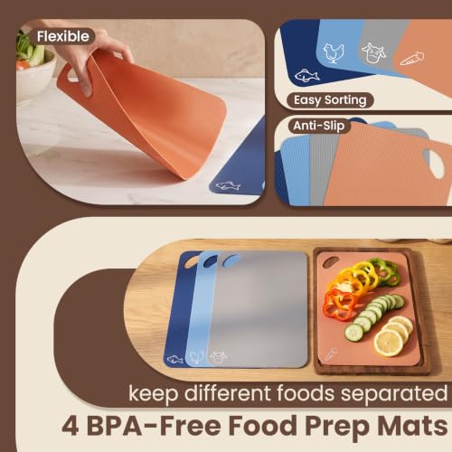 Large Acacia Wood Cutting Board Set with Storage Stand - Brown