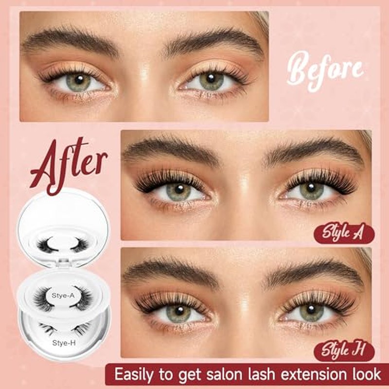 Higu clace Magnetic-Eyelashes 2 Pairs Magnetic Eyelashes with Applicator Soft Eyelashes Magnetic Lashes Natural Look Wispy pesta?as magn?ticas Without Eyeliner Easy to Wear and Remove (A+H)
