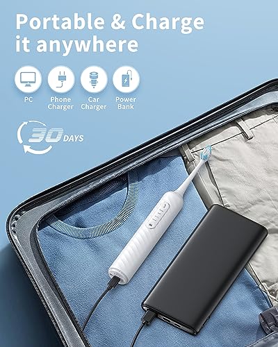 Duolosy White 2-in-1 Electric Toothbrush & Water Flosser Kit - Travel Friendly