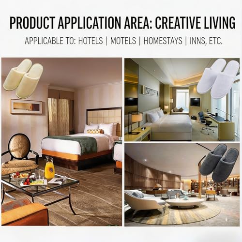 White House Slippers for Guests - 10 Pairs Plush Disposable Non-Slip Sole