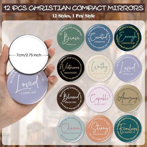 Christian Makeup Bags with Mirrors - Bible Verse Gift Set, Vintage, 12 Pieces