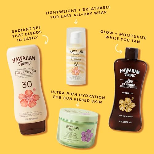 Hawaiian Tropic SPF 30 Sunscreen Lotion 8 Fl Oz Pack of 2 - Water & Sweat Resistant, Oil-Free, Broad Spectrum Protection with Island Botanicals