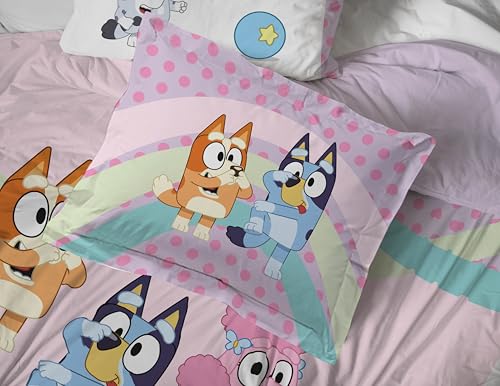 Bluey Bingo Queen Kids Comforter Set 7 Piece Bedding for Girls, Pink - Queen Size