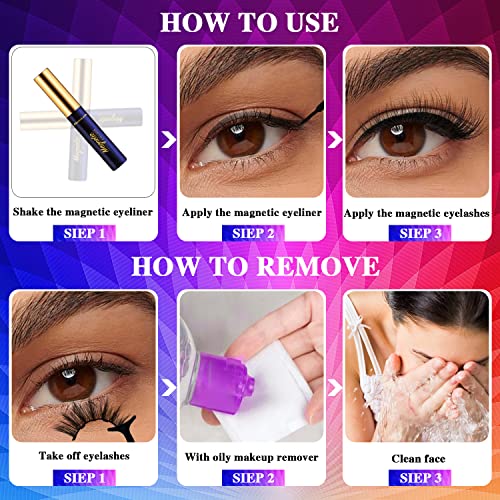 Magnetic Eyelashes Kit with Reusable Faux Mink Lashes & Upgraded Magnetic Liner - Black AL13M4-2