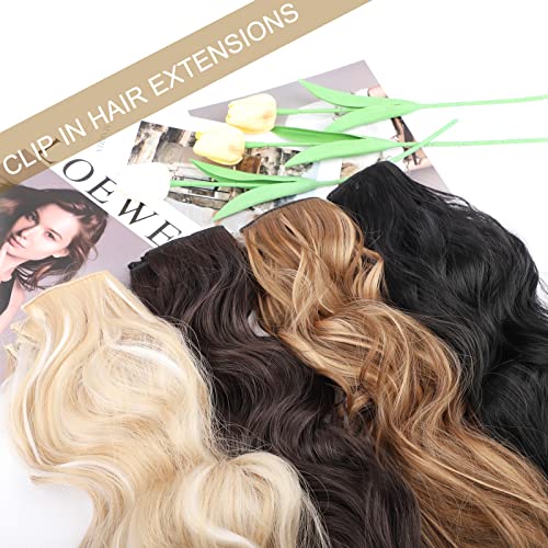 H2/426 24 Inch Long Wavy Clip-In Hair Extensions - Double Weft Thick Hairpieces