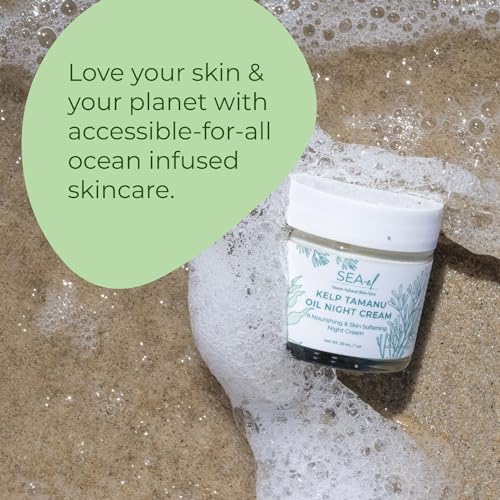 Hydrating Night Face Moisturizer with Sea Kelp & Tamanu Oil - Anti-Aging Skin Care for Women & Men - 1 Oz