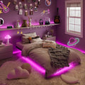 Twin Size Floating Bed Frame with RGB LED Lights - Matte Black