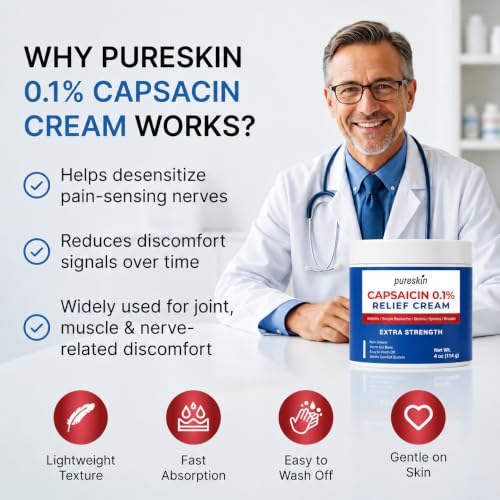 Capsaicin Cream Extra Strength for Nerve, Arthritis & Muscle Pain 4 oz