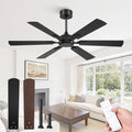 52-Inch Ceiling Fan No Light with Remote Dual Finish Black Walnut Reversible
