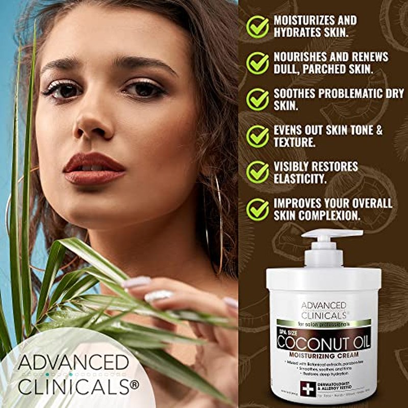 Advanced Clinicals Coconut Oil Moisturizing Cream + Collagen Lifting Body Oil Set