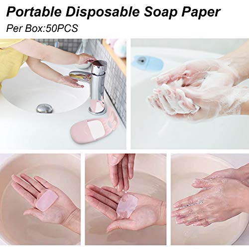 NANASO 4 Boxs(200 Sheets) Paper Soap,Mini Portable Travel Soap Paper Sheets,Disposable Soap Paper for Outdoor,Camping, Hiking,Hand Washing Bath Scented Paper Soap