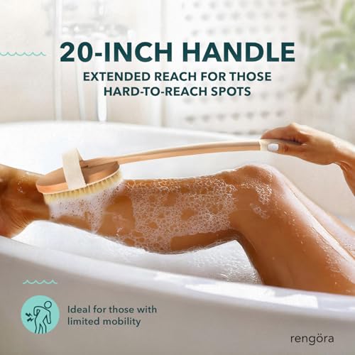 20-Inch Long Handle Back Scrubber Brush with Firm Bristles for Shower