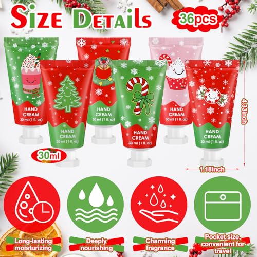 Christmas Hand Cream Gift Set - 36 Mini Moisturizers with Festive Designs & Flavors - Variation of THIS listing