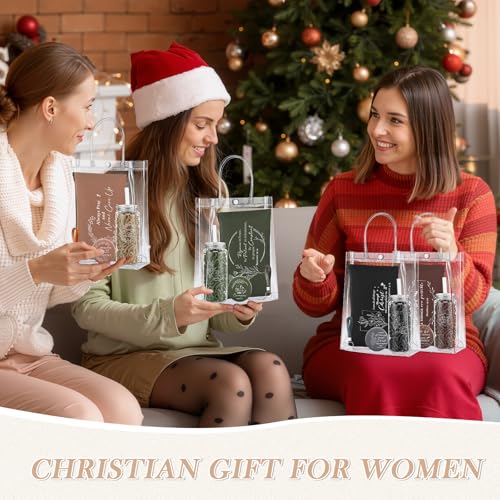 Afarnook 50 Pcs Christian Gift for Women Bible Verse Church Gift Bulk Include 13oz Inspirational Quotes Cup with Lid Religious Makeup Bag Mini Compact Mirror Keychain Bag Inspirational Christmas Gifts