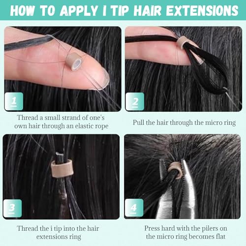 Water Wave I Tip Hair Extensions - Black Human Hair 14 Inch 100 Strands - Curly Pre Bonded Extensions - Variation of ITIP-#WW