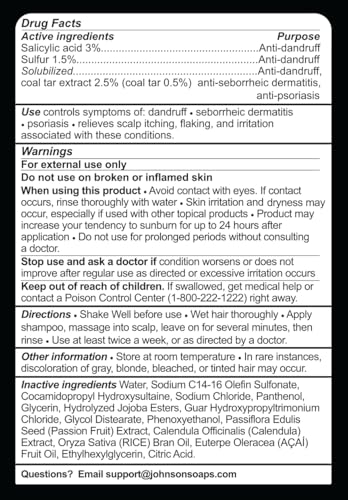 Clark's Medicated Dandruff Shampoo with Coal Tar & Salicylic Acid - 8 Fl Oz Pack of 2 - Flake & Itch Control