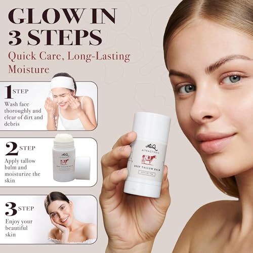 New Zealand Grass Fed Ethically-Sourced Beef Tallow for Skin? Stick with Vitamin E, Raw Honey, Olive Oil ? Premium Ingredients & Cruelty-Free Tallow Face Moisturizer, Longevity & Firming (2.5 oz)